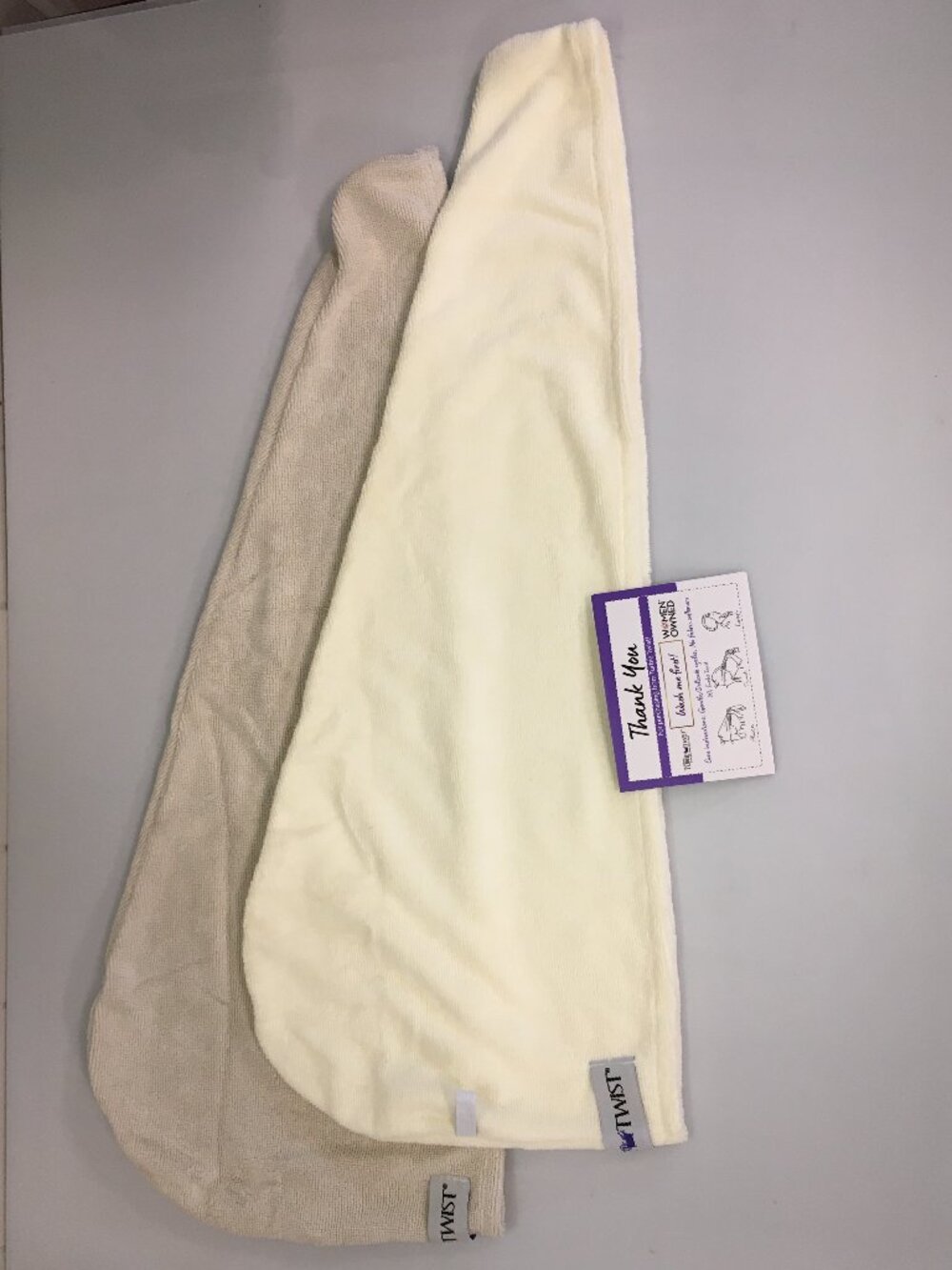 NEW x2 Turbie Twist Hair Towels - White and Ivory